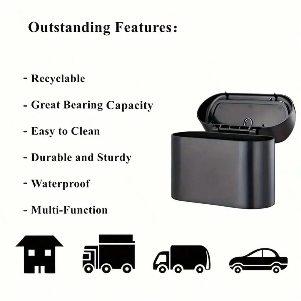 Mini Car Trash Can with Lid – Portable Car Waste Bin & Bag Set
