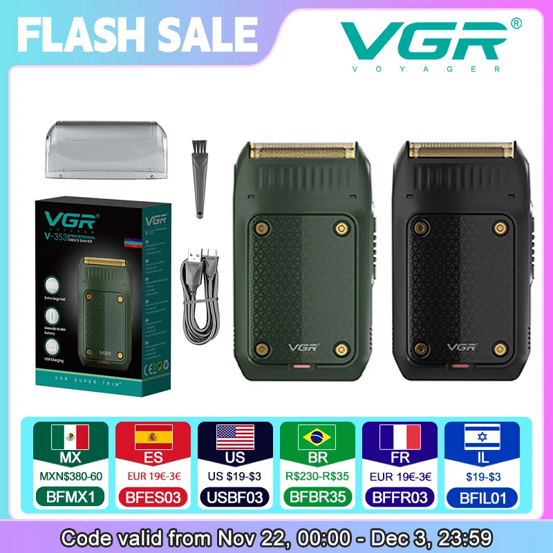 VGR Portable Rechargeable Electric Shaver for Men