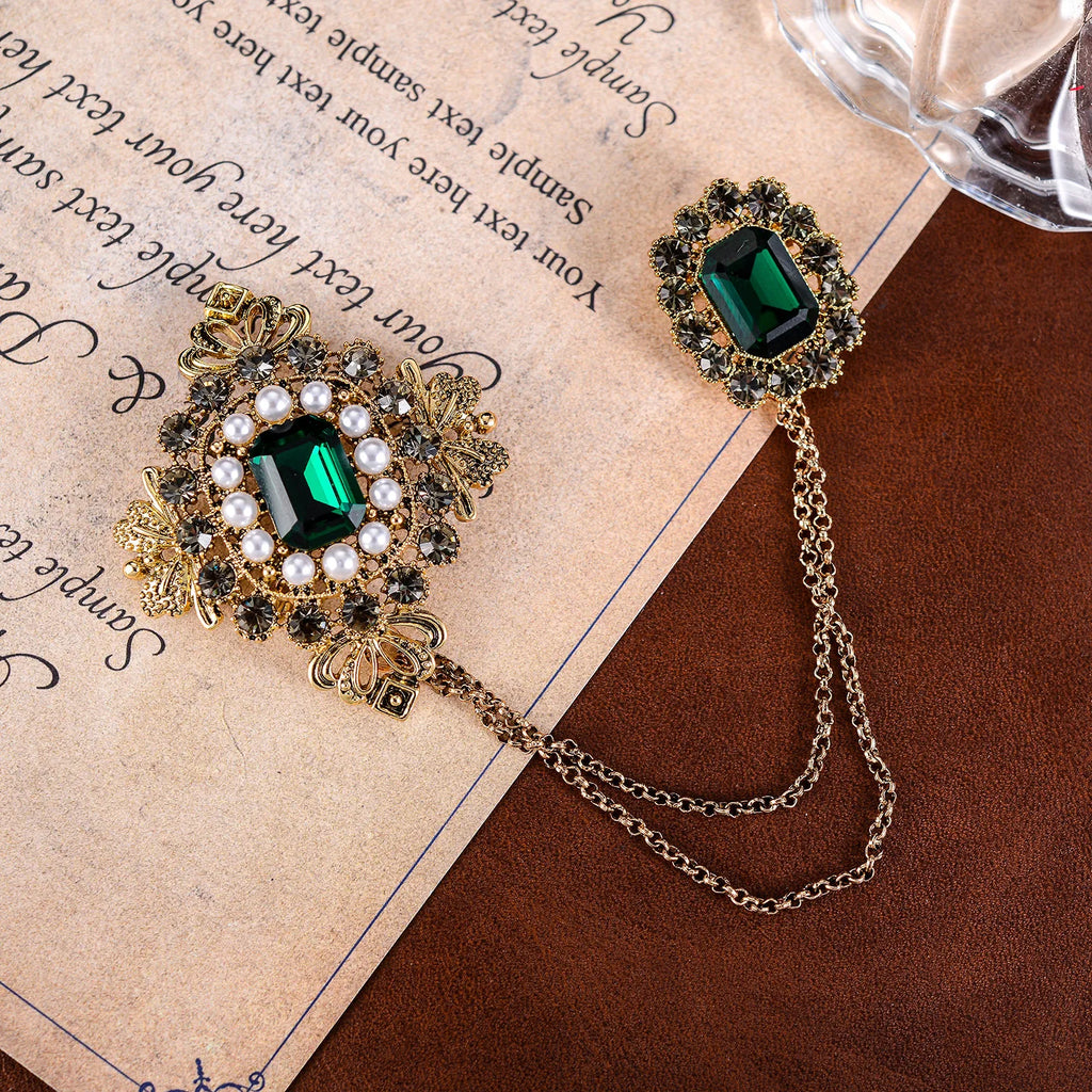 Women's Elegant Tassel Brooch with Pearl-Style Accents