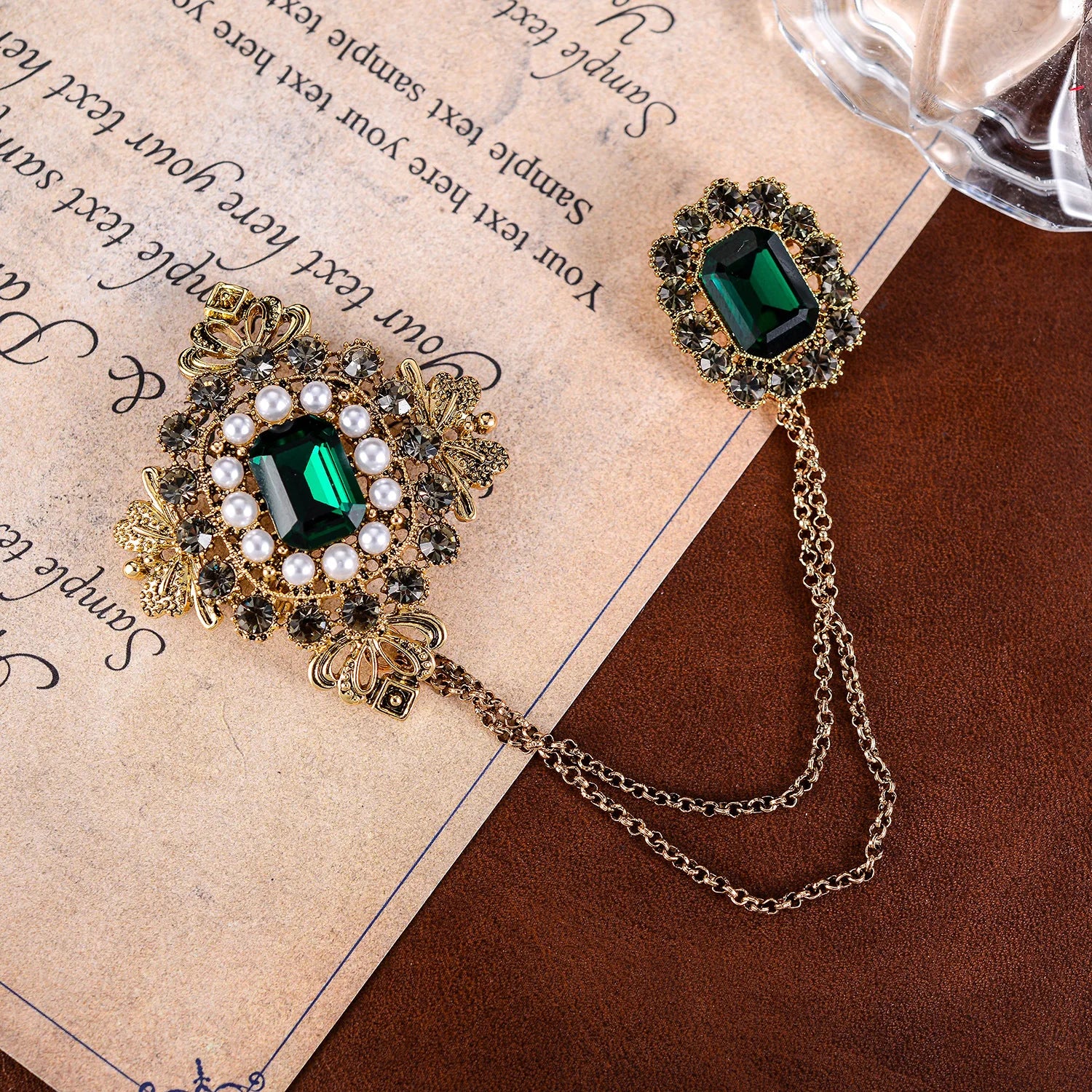 Women's Elegant Tassel Brooch with Pearl-Style Accents