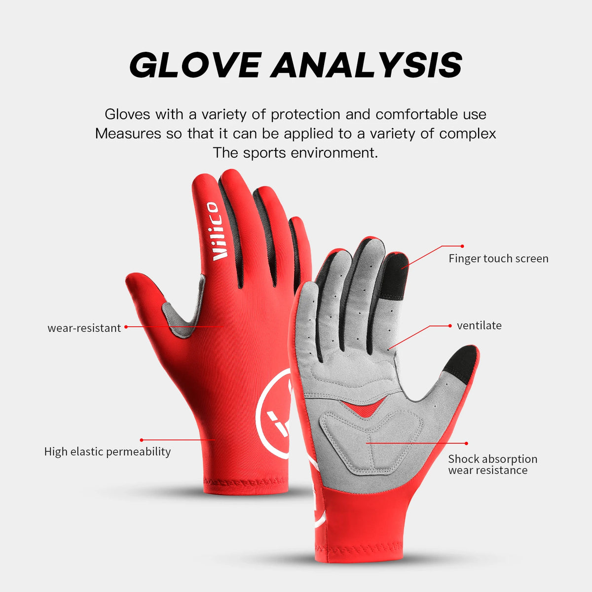 Touchscreen Full Finger Cycling Gloves – Lightweight Outdoor Sports Gloves