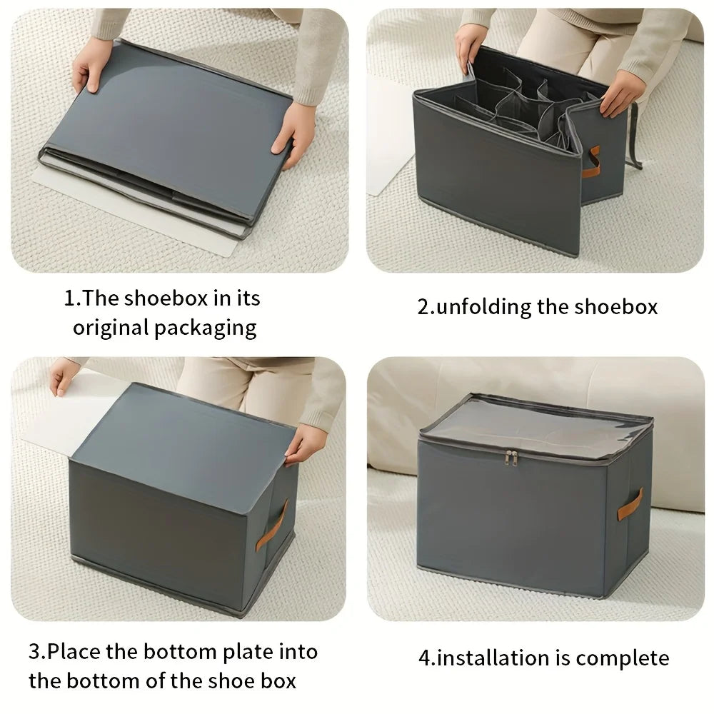 Foldable Oxford Fabric Shoe Organizer – Closet Storage Box