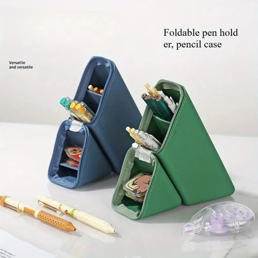 Foldable Silicone Pen Holder – Desktop Stationery Organizer
