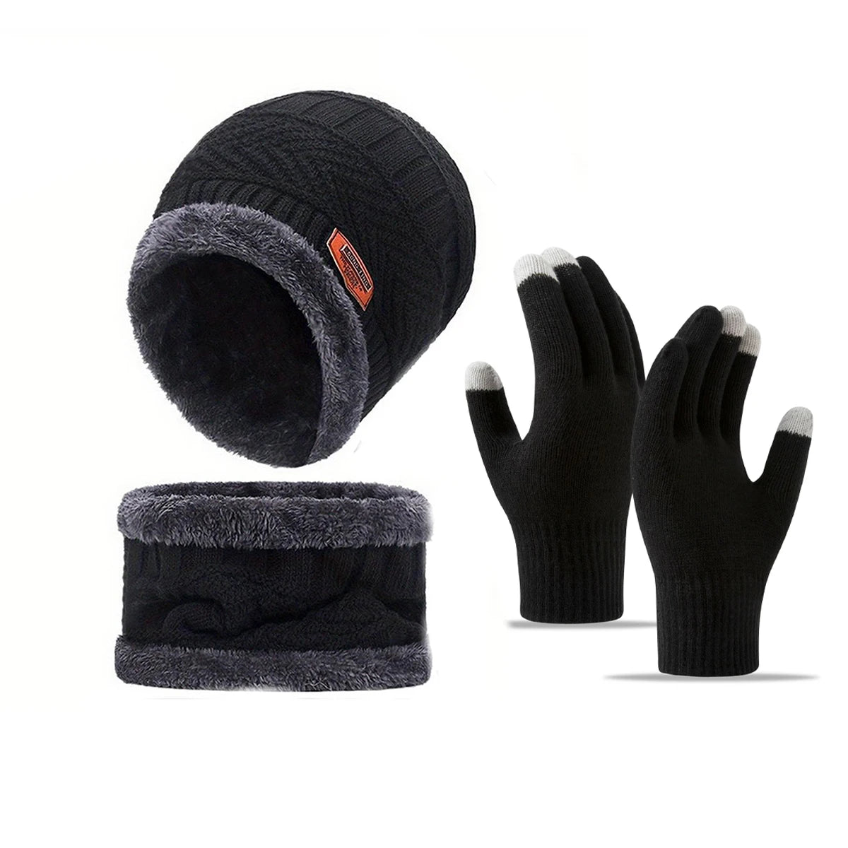 Unisex 3-Piece Winter Hat, Neck Warmer & Gloves Set