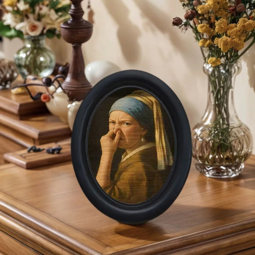 Quirky Girl Mini Framed Wall Art – Vintage Decorative Painting