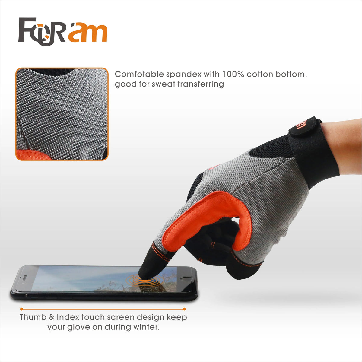 High Dexterity Touchscreen Work Gloves – Lightweight Full Finger Outdoor Gloves