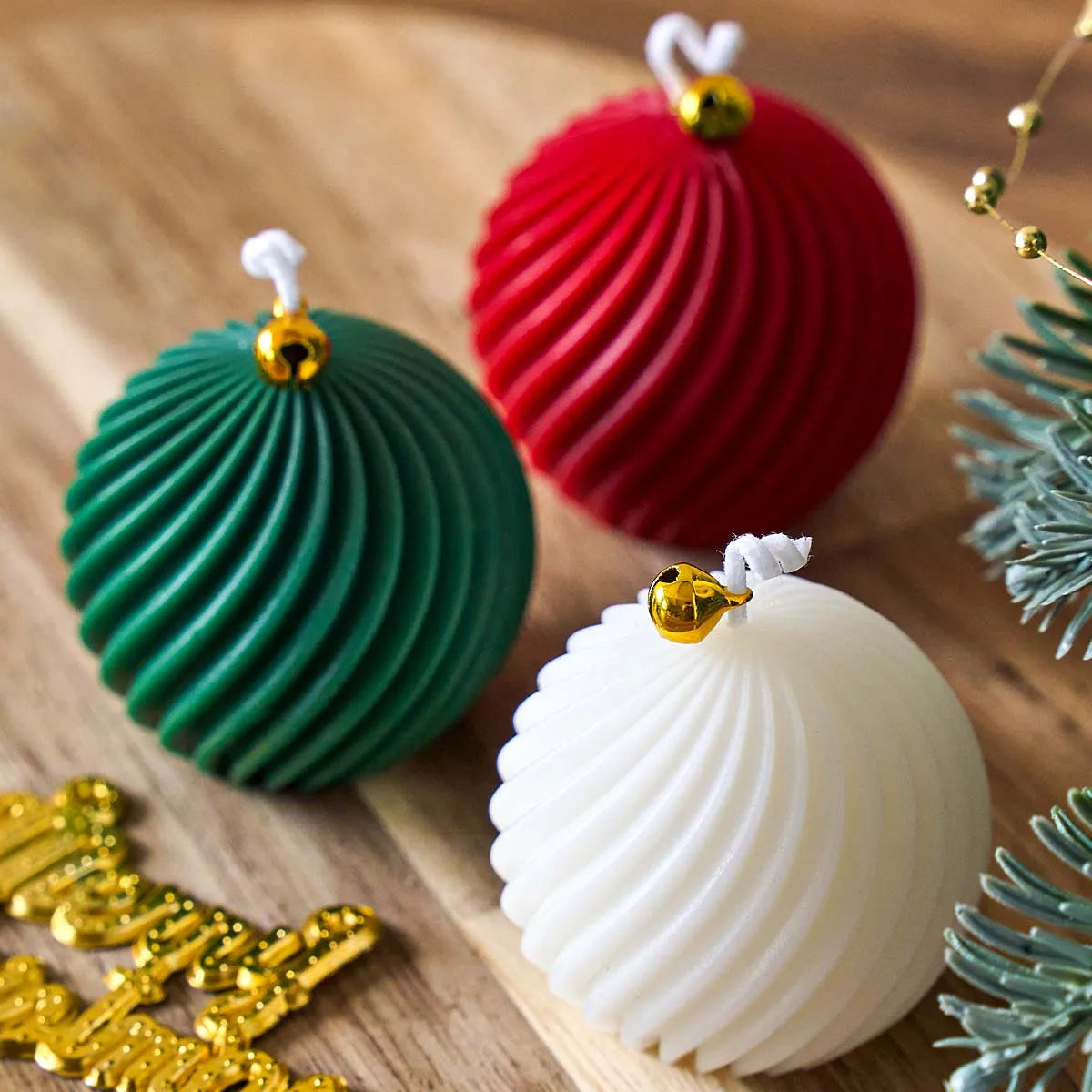 Christmas Decor3D Christmas Ball Silicone Candle Mold – DIY Holiday Candle Making