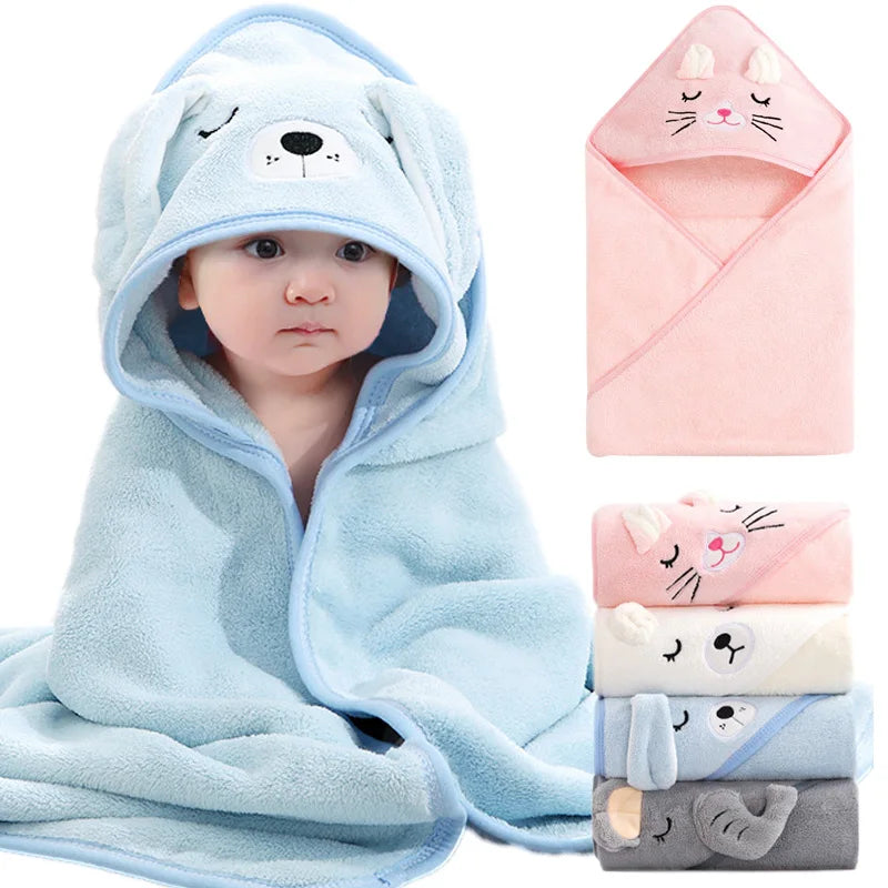 Cartoon Animal Hooded Baby Bath Towel – Soft Newborn & Toddler Wrap