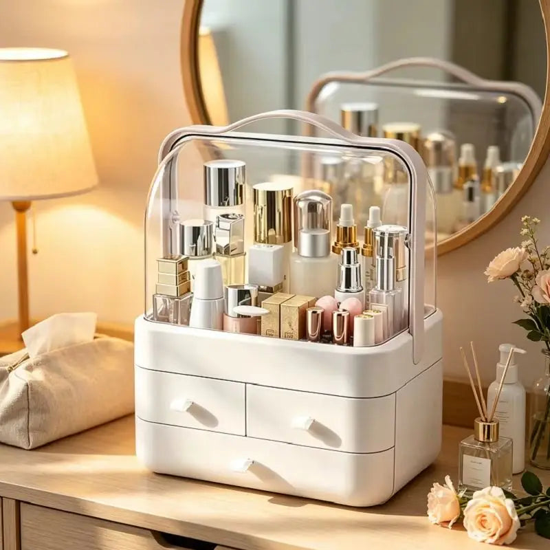 Dust-Proof Makeup Organizer with 3 Drawers