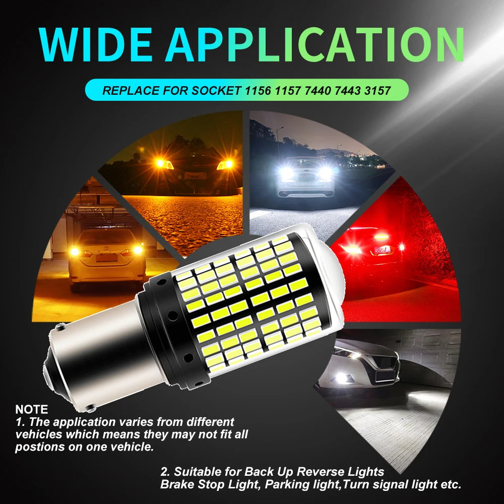 2PCS 12V LED Turn Signal Bulbs 1156 BA15S T20 7440 3157 1157