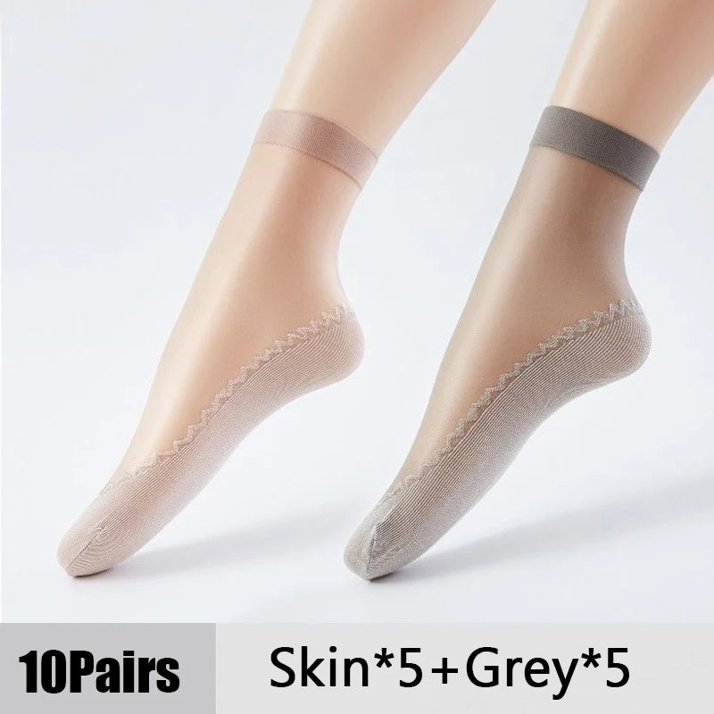 10-Pair Women's Ultra-Thin Summer Socks – Soft Breathable Everyday Socks