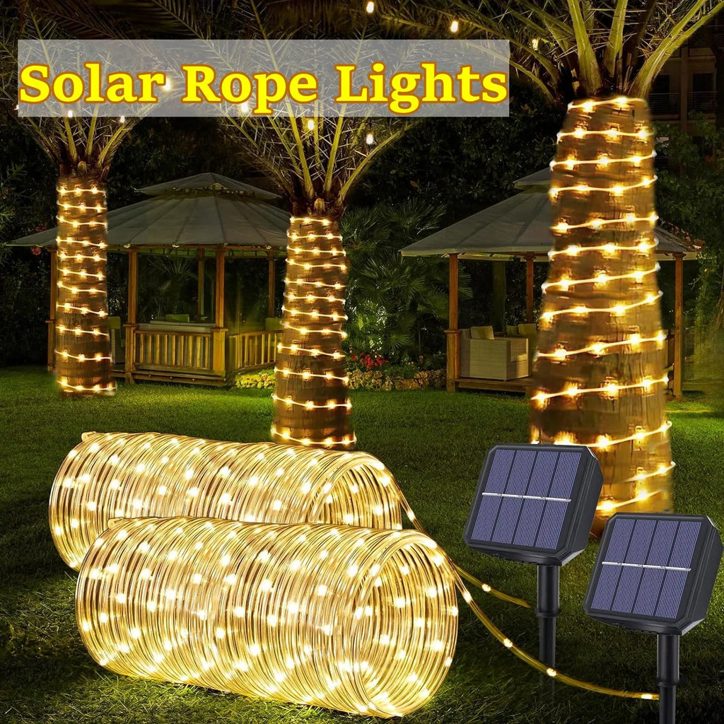 Solar LED Rope String Lights – Outdoor Christmas & Garden Decor
