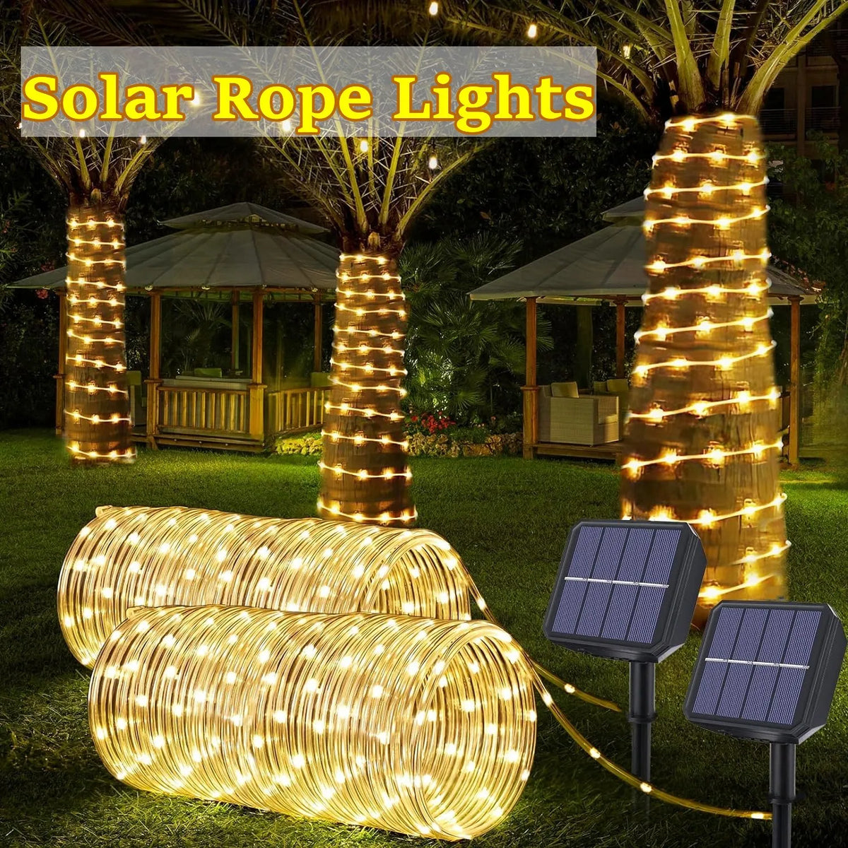 Solar LED Rope String Lights – Outdoor Christmas & Garden Decor