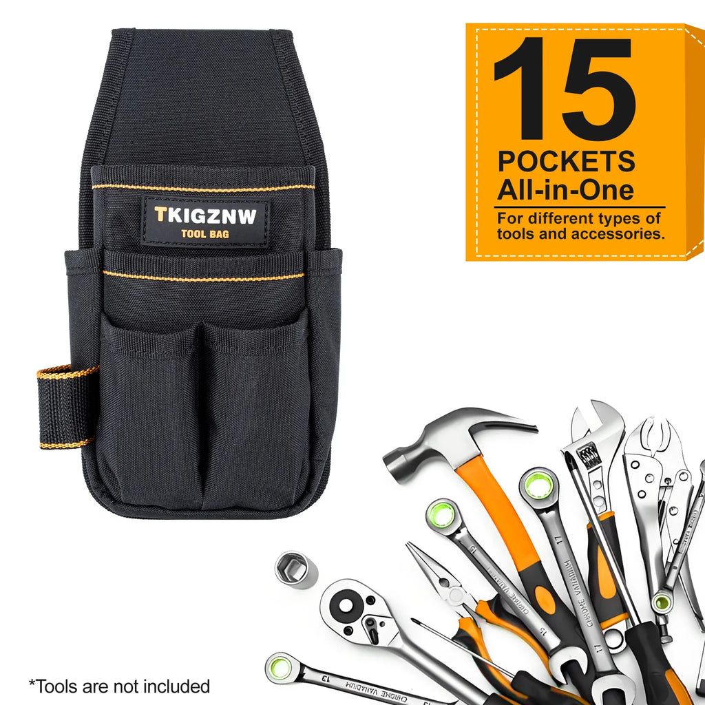 Multi-Pocket Tool Belt Pouch with Screwdriver Loops