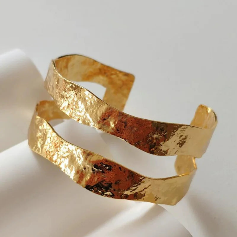 Women's Irregular Hammered Metal Cuff Bracelet