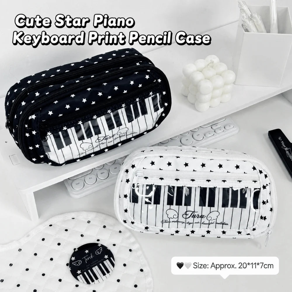 Korean Style Piano Keyboard Pencil Case – Multi-Layer Pen Bag