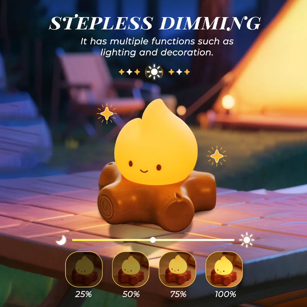 Campfire Night Light with White Noise – Cozy LED Atmosphere Lamp