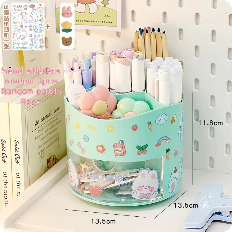 Rotating Pen Holder & Desktop Organizer – Cute Stationery Storage