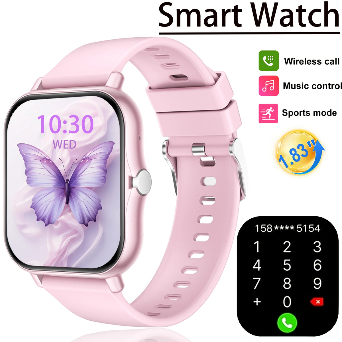 1.83" Full-Screen Touch Smart Watch – Fitness & Activity Tracker
