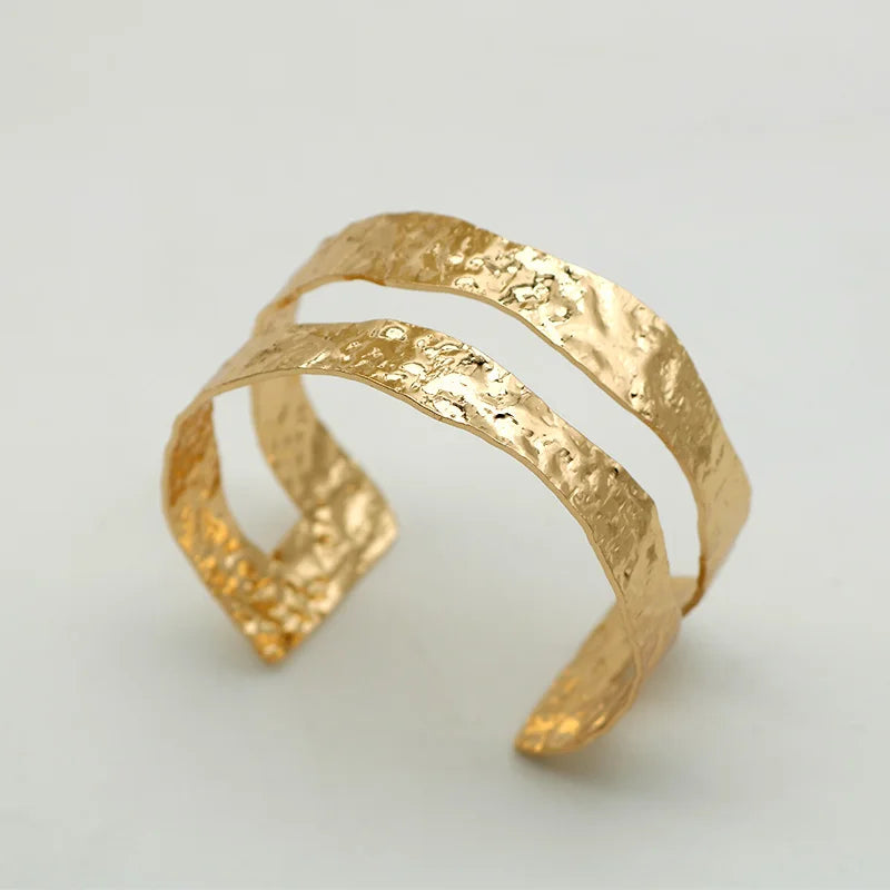 Women's Irregular Hammered Metal Cuff Bracelet