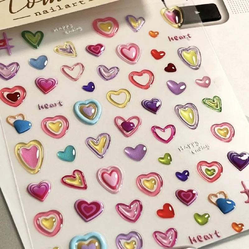 Colorful Jelly Heart Stickers – Cute 3D Scrapbook & Journal Decor