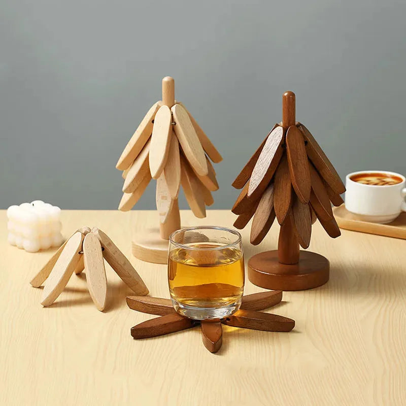 Wooden Christmas Tree Trivet – Heat Resistant Table Mat & Holiday Decor