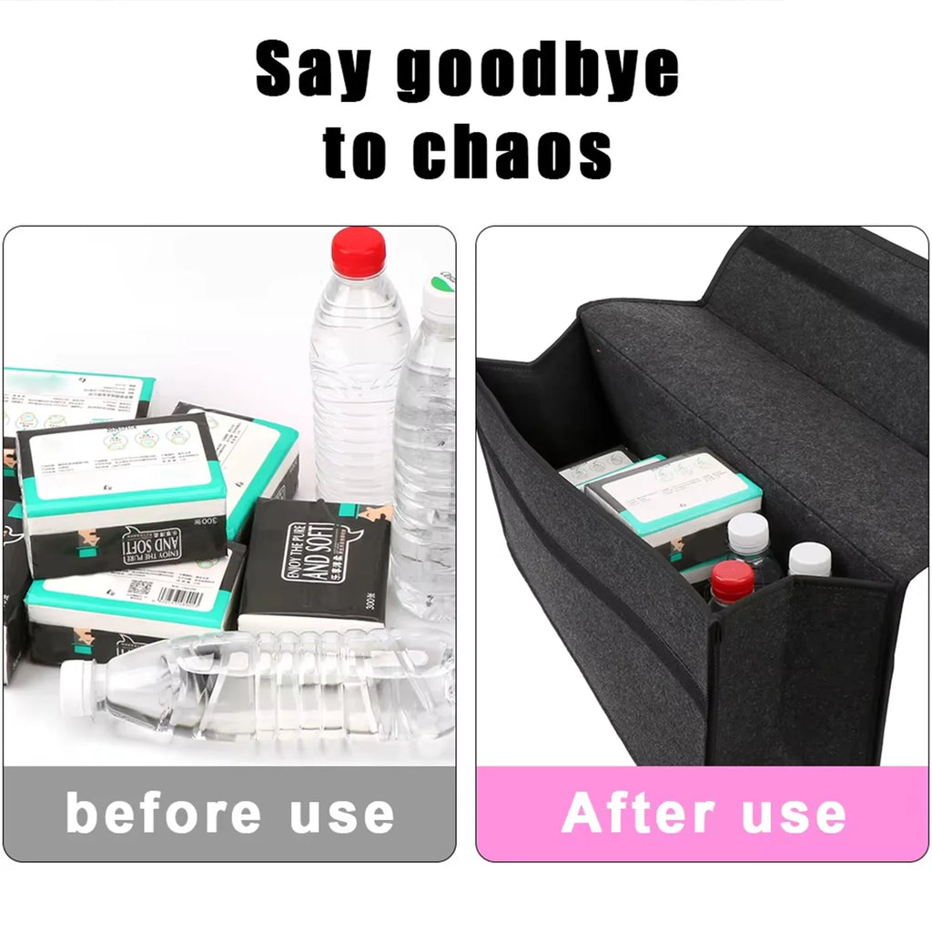 Car Trunk Felt Storage Box – Foldable Vehicle Organizer Bag