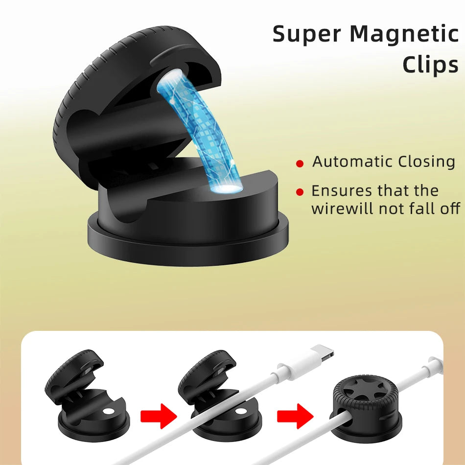 Magnetic Cable Organizer Clips – Adjustable Cord Holders