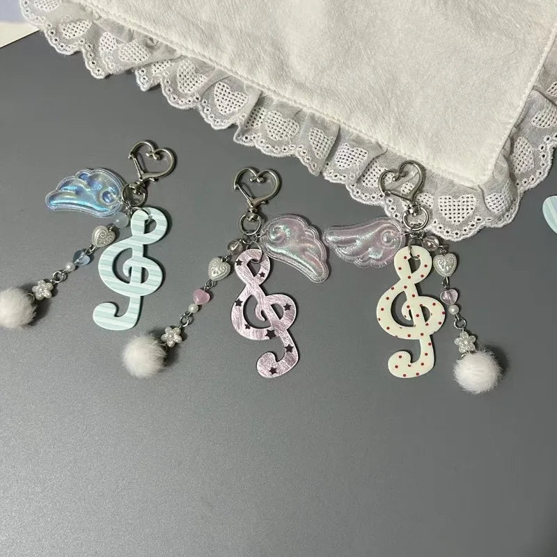Kawaii Retro Music Note Keychain – Cute Bag Charm