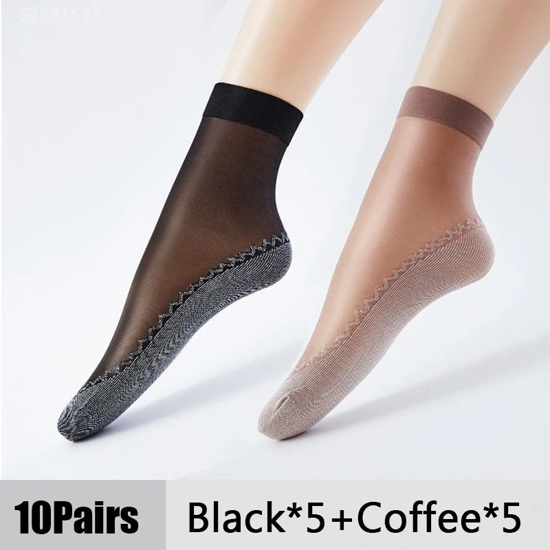 10-Pair Women's Ultra-Thin Summer Socks – Soft Breathable Everyday Socks