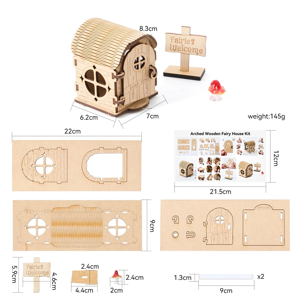 Mini Wooden Fairy Elf Door – Christmas Dollhouse Decoration