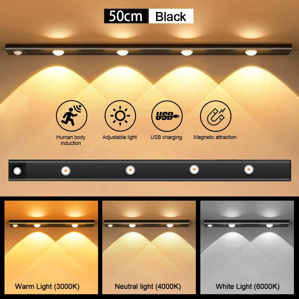 Rechargeable Motion Sensor LED Bar Light – Wireless Under Cabinet Lamp