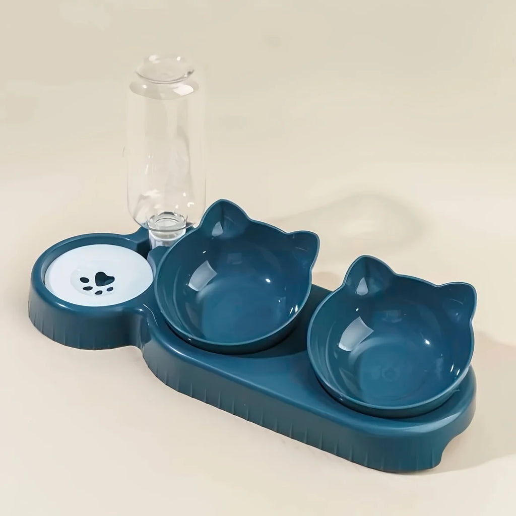 3-in-1 Pet Food and Water Bowl Set with Automatic Water Dispenser
