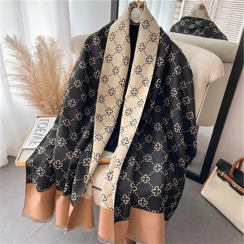Women's Warm Patterned Poncho Shawl & Wrap