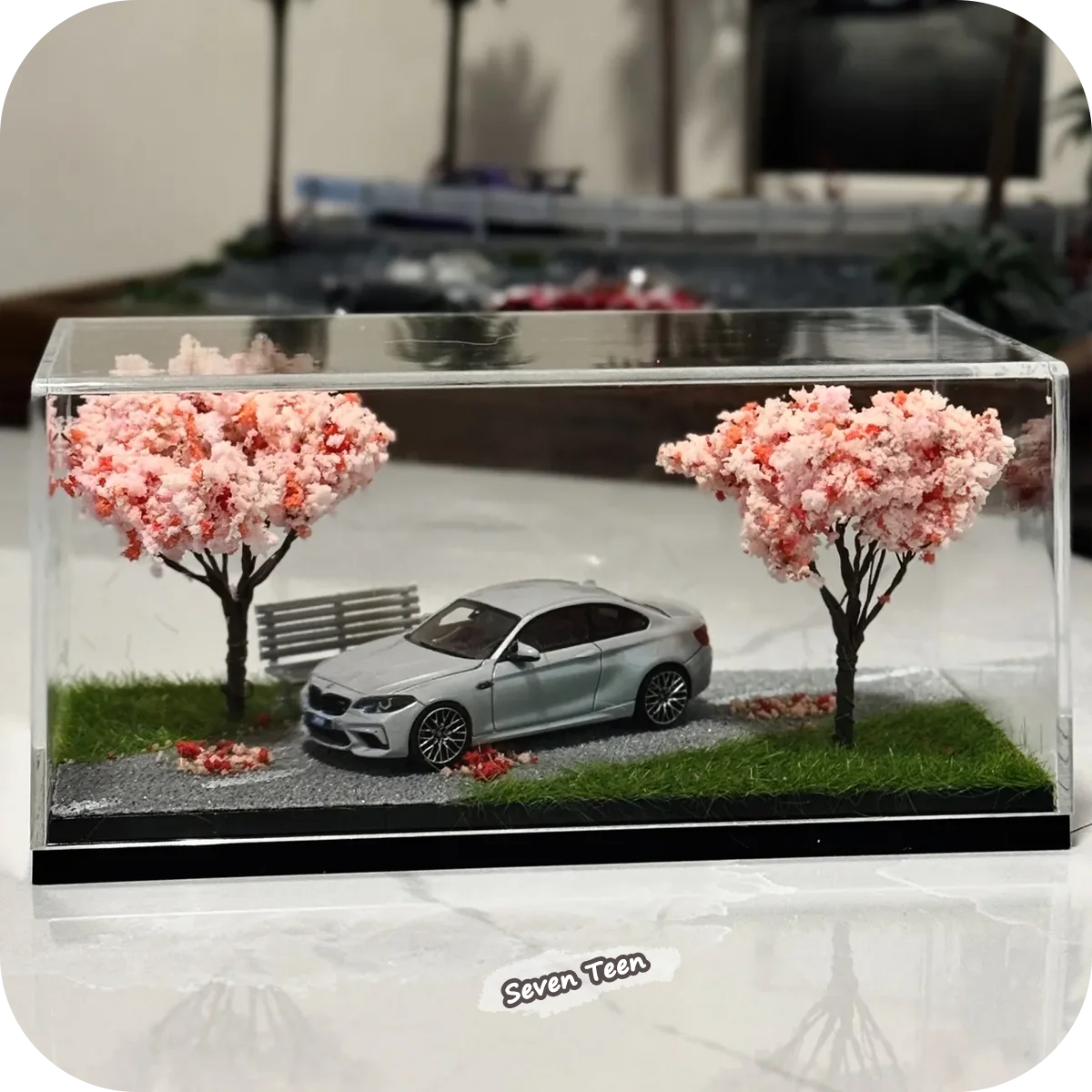 Cherry Blossom Miniature Display Box – Japanese Scene Home Decor