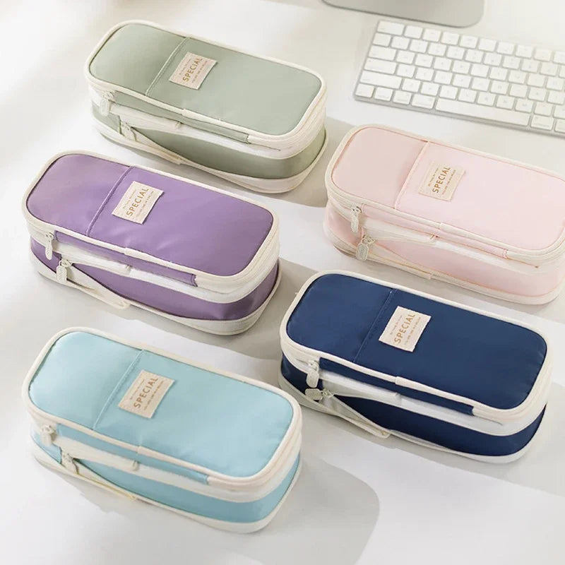 Macaron Color Large Capacity Double-Layer Pencil Case