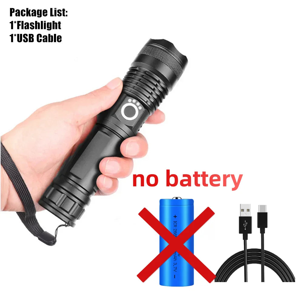 Rechargeable Zoomable LED Flashlight for Camping & Outdoor Use