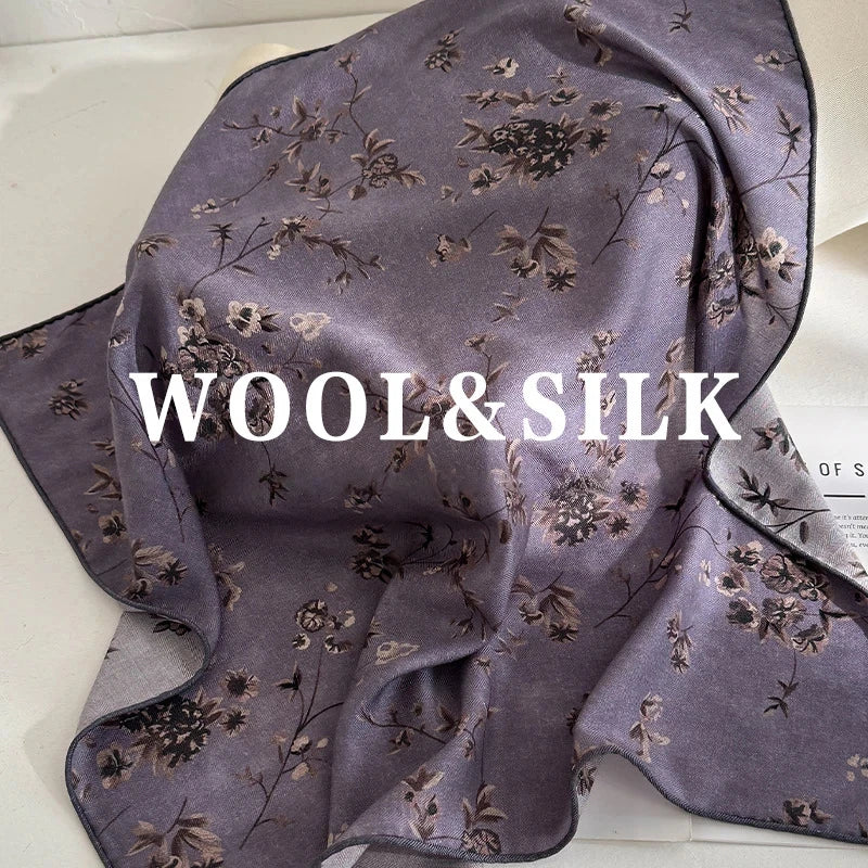 Women's Wool Silk Winter Scarf – Elegant Vintage Paisley Shawl