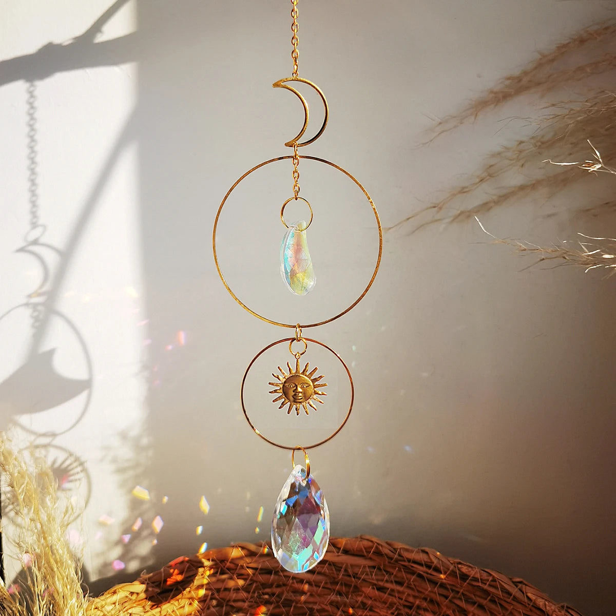 Crystal Moon Suncatcher – Hanging Rainbow Window Decor