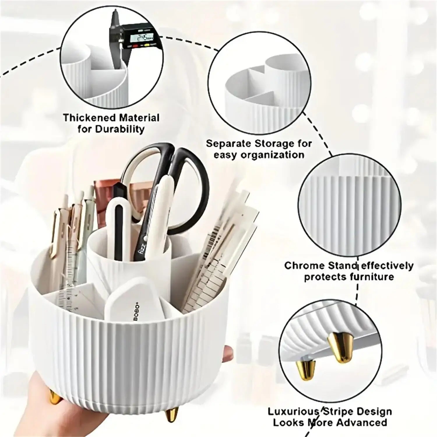 360° Rotating Makeup Organizer with Storage Compartments
