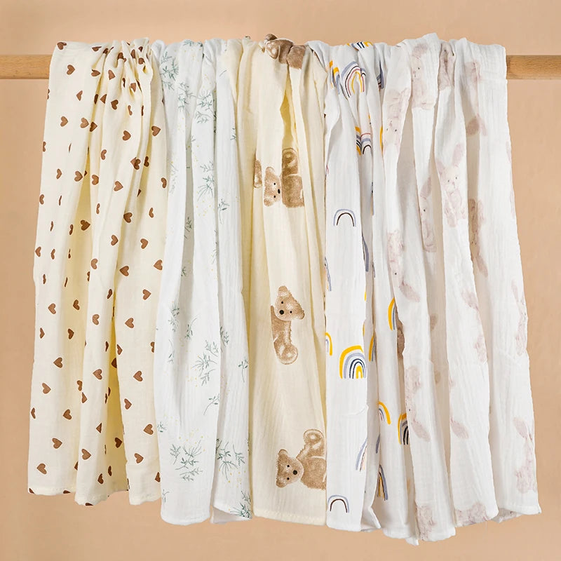 100×100cm Cotton Muslin Baby Swaddle Blanket – Soft Newborn Receiving Wrap