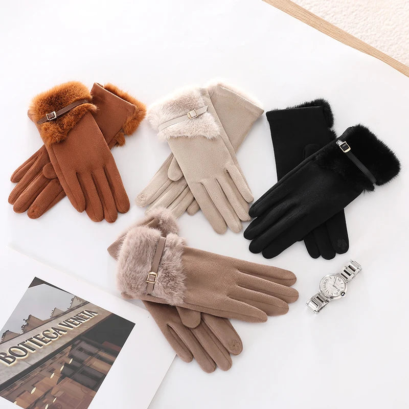 Women's Fleece-Lined Winter Gloves – Warm Windproof Touchscreen Gloves