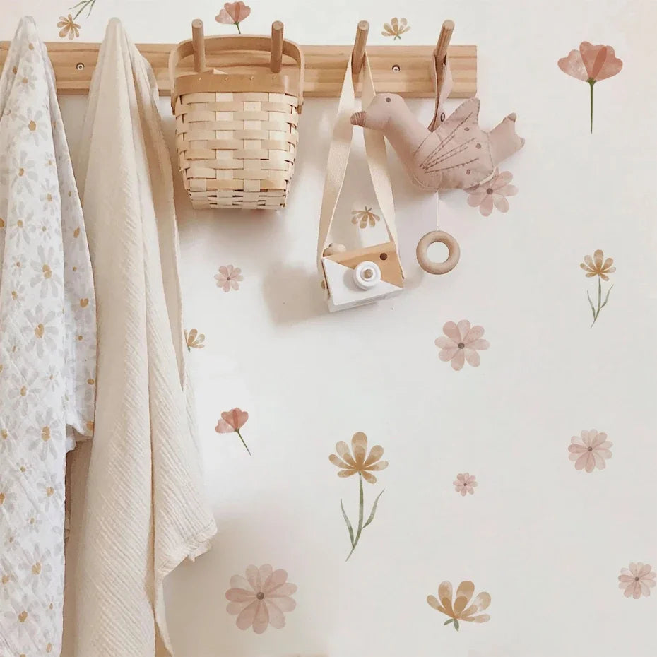 Boho Watercolor Floral Wall Stickers for Home Decor