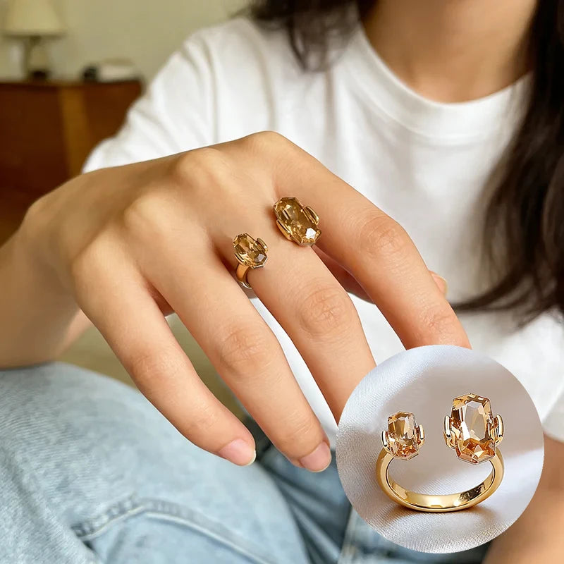 Women's Geometric Rhinestone Ring – Elegant Minimalist Fashion Jewelry