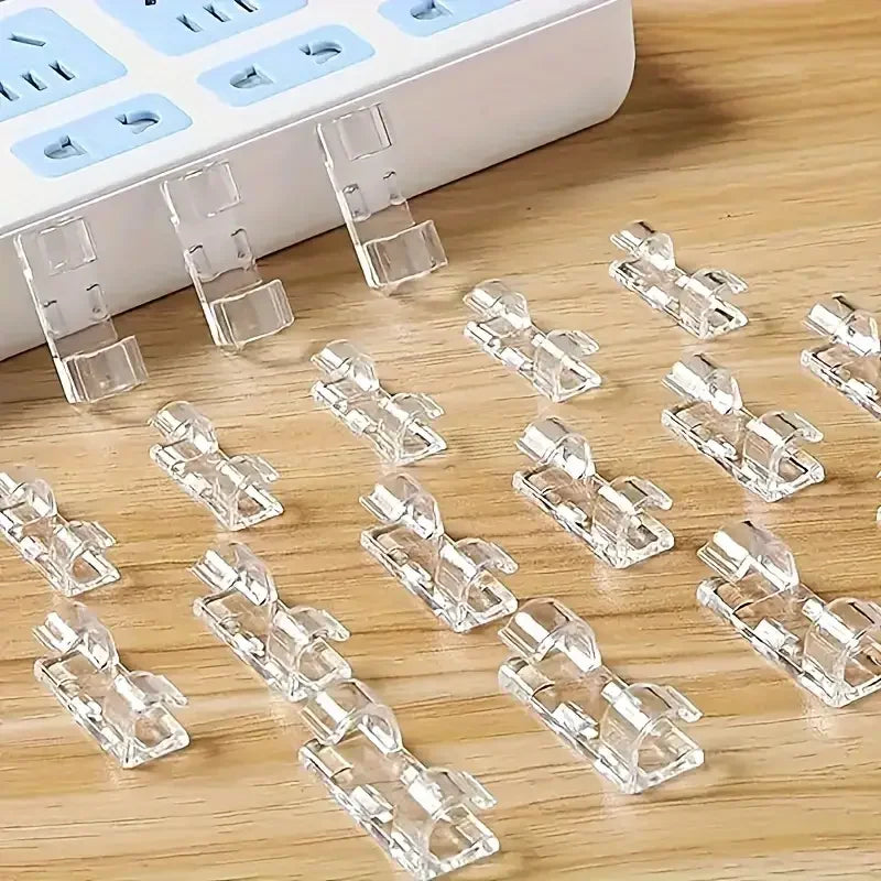 30PCS Clear Adhesive Cable Clips – Transparent Wire Organizers
