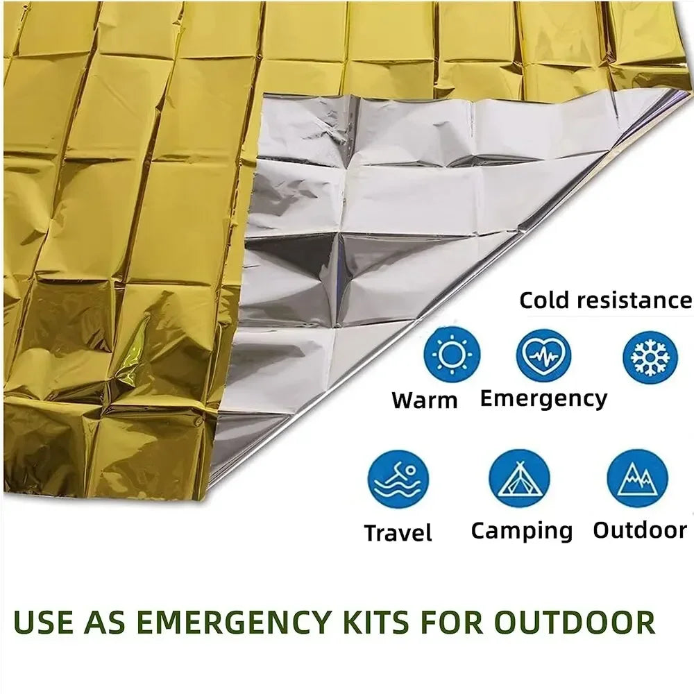 Emergency Thermal Poncho Blanket – Lightweight Foldable Outdoor Survival Cover