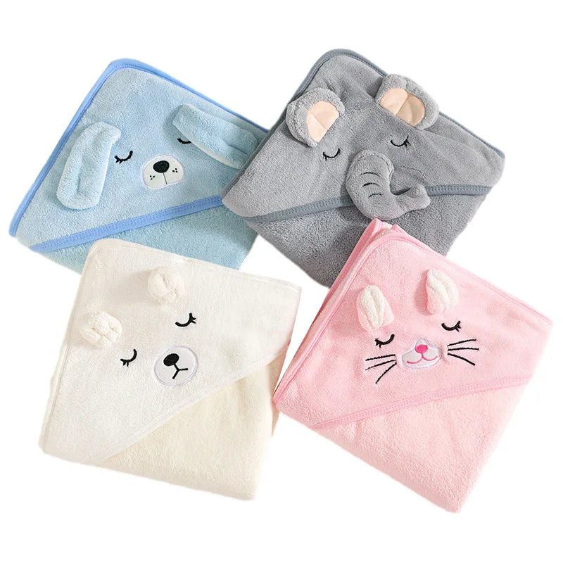 Cartoon Animal Baby Hooded Bath Towel – Soft Newborn Bath Wrap