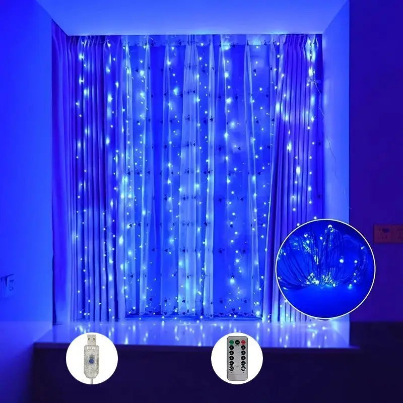 Christmas USB LED Curtain Fairy Lights – 8 Modes Holiday Window Decor