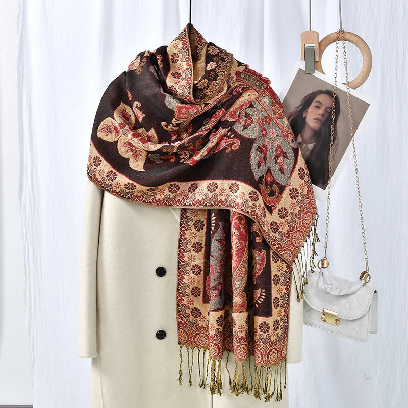 Women's Ethnic Paisley Pattern Large Scarf & Shawl