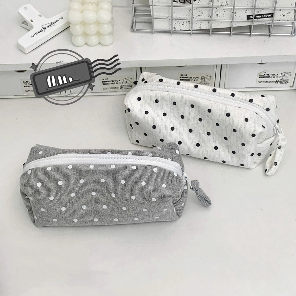 Korean Style Polka Dot Large Capacity Pencil Case